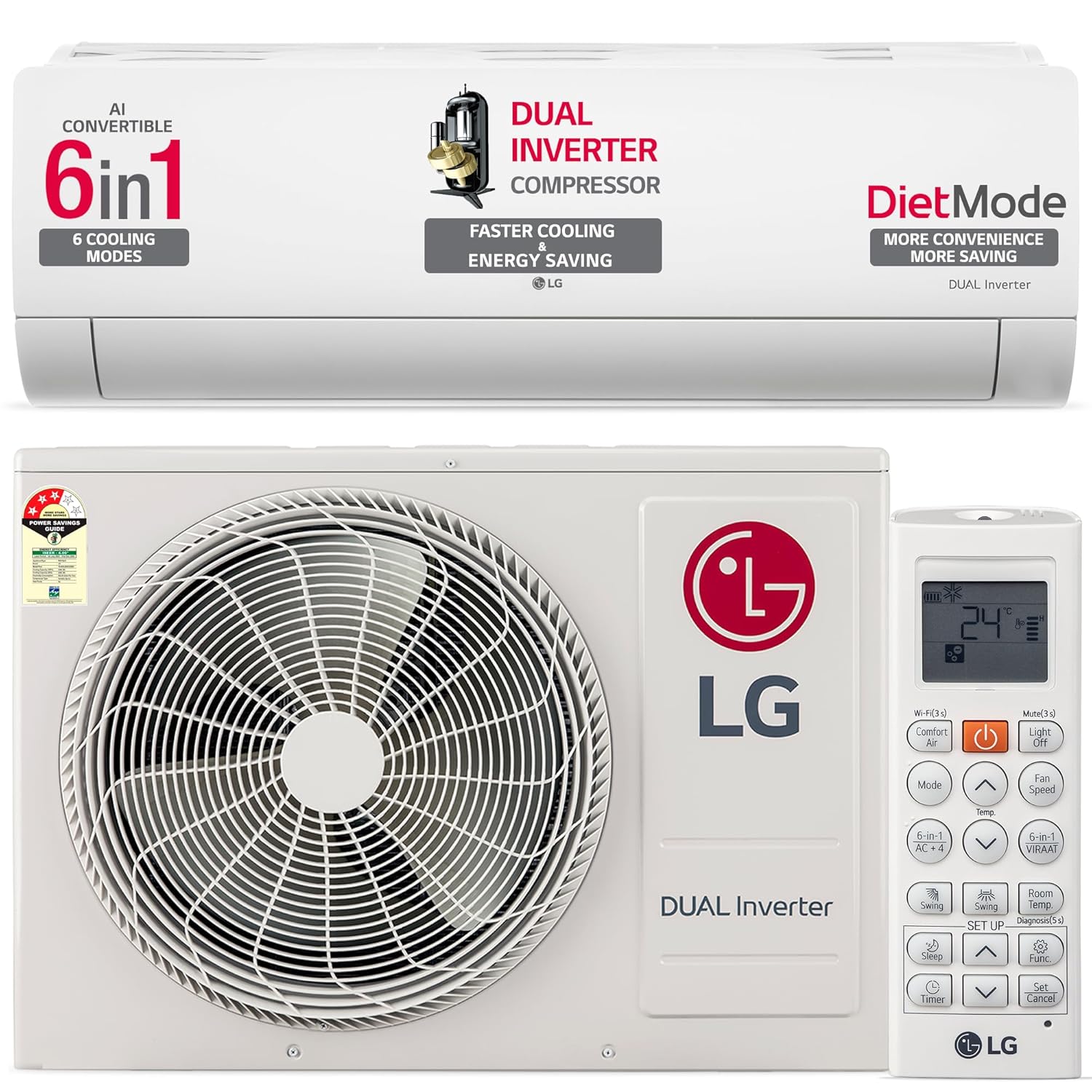 LG 1.5 Ton 3 Star Dual Inverter Split Air Conditioner (2024)