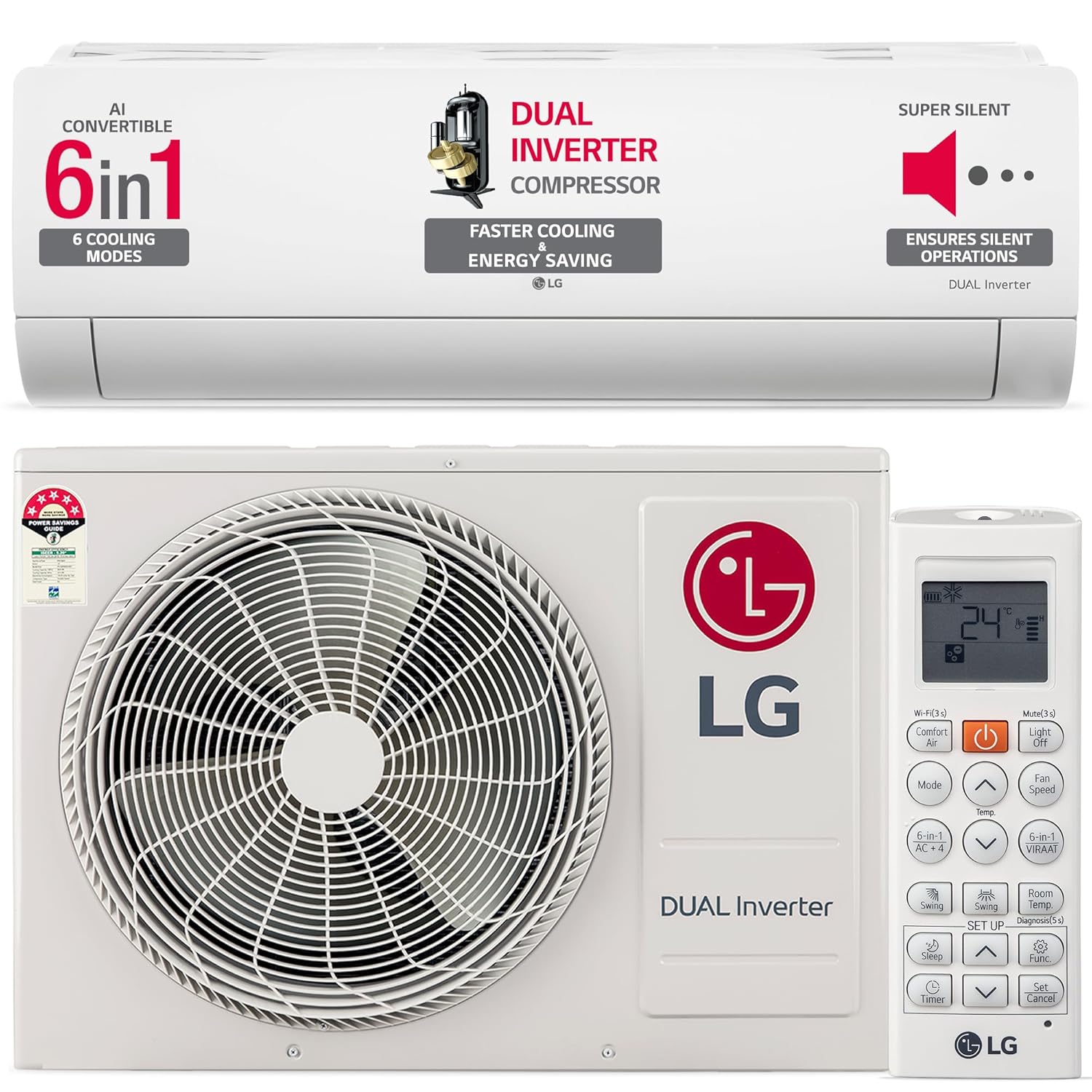 LG 1 Ton 4 Star Dual Inverter Split Air Conditioner (2024)